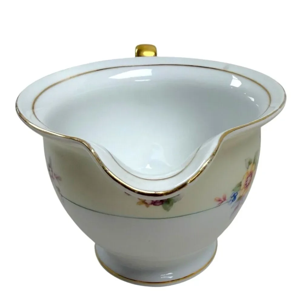Vintage Blossom China Porcelain Sugar‎ Bowl w/Lid & Creamer Set Floral Japan